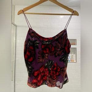 Alice + Olivia Velvet Burnout Cowl Neck Cami.